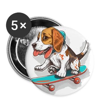 Pfoten-Schlittschuhläufer - Buttons klein 25 mm (5er Pack) - Weiß - Vorne
