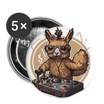 Llama Beats - Buttons small 1''/25 mm (5-pack) - white - Front