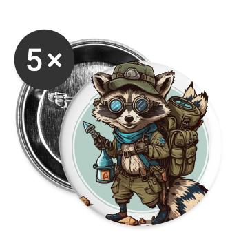Voyage des ratons laveurs - Lot de 5 petits badges (25 mm) - blanc - Devant