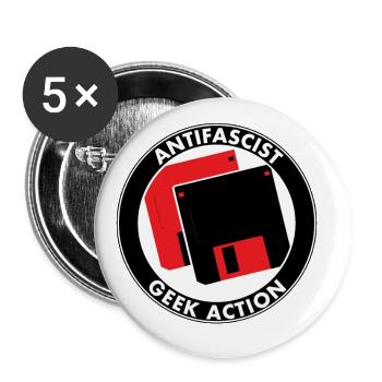 ANTIFASCIST GEEK ACTION - Buttons small 1''/25 mm (5-pack) - white - Front