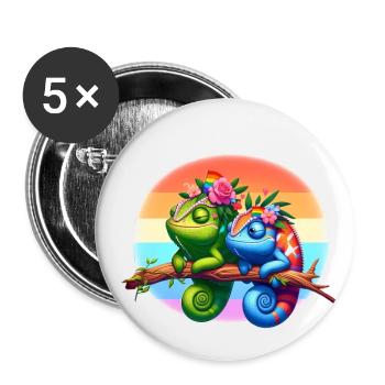 C’est normal d’être gay, fierté LGBTQ+ des caméléons - Lot de 5 petits badges (25 mm) - blanc - Devant