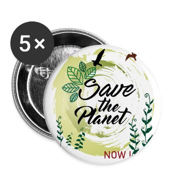 save the planet - Buttons klein 25 mm (5er Pack) - Weiß - Vorne