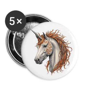 Halloween-Pferd - Buttons klein 25 mm (5er Pack) - Weiß - Vorne