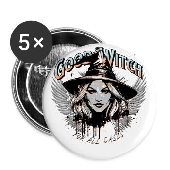 Hexe Gute Hexe Kräuterhexe Good Witch Magie Spruch - Buttons klein 25 mm (5er Pack) - Weiß - Vorne