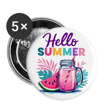 Hello Summer - Buttons small 1''/25 mm (5-pack) - white - Front