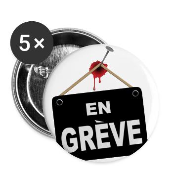 En grève - Lot de 5 petits badges (25 mm) - blanc - Devant