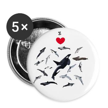 I love dolphins - I love dolphins - Dauphins - Buttons small 1''/25 mm (5-pack) - white - Front