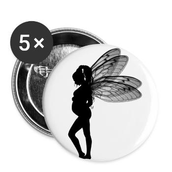 Elfe Fee Schwanger - Buttons klein 25 mm (5er Pack) - Weiß - Vorne