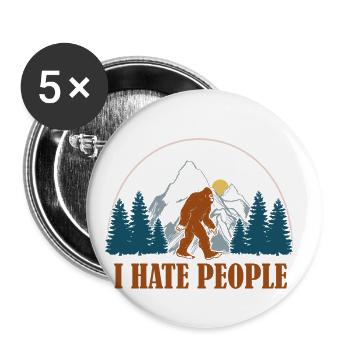 I hate people Hiking Hiking Nature Nature - Buttons small 1''/25 mm (5-pack) - white - Front