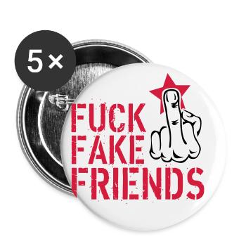 84 Doigts puants Doigts Moyens Fuck Fake Friends - Lot de 5 petits badges (25 mm) - blanc - Devant