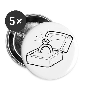 Epouse-moi! Cadeau d'application clunker bague diamant - Lot de 5 petits badges (25 mm) - blanc - Devant