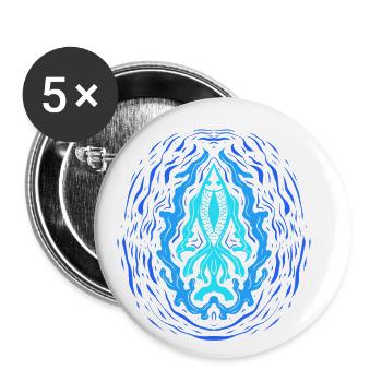 "AQUA" ~ Psychedelic Fish Pattern - Buttons small 1''/25 mm (5-pack) - white - Front