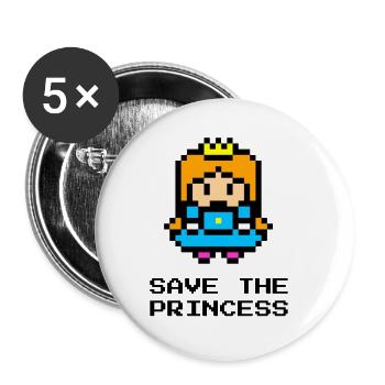 lustiges retro gaming fun t-shirt 8bit Prinzessin - Buttons klein 25 mm (5er Pack) - Weiß - Vorne