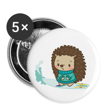 Surfer Igel - Buttons klein 25 mm (5er Pack) - Weiß - Vorne