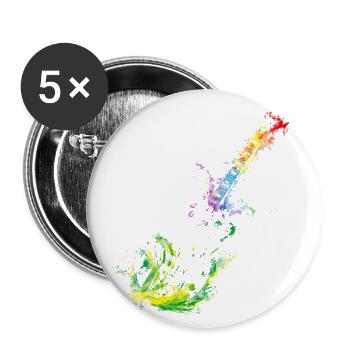 Bunte Gitarre Musiker Geschenkidee für Gitarristen - Buttons klein 25 mm (5er Pack) - Weiß - Vorne