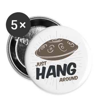 Handpan Hang Escargot de musique Son T-shirt tee - Lot de 5 petits badges (25 mm) - blanc - Devant