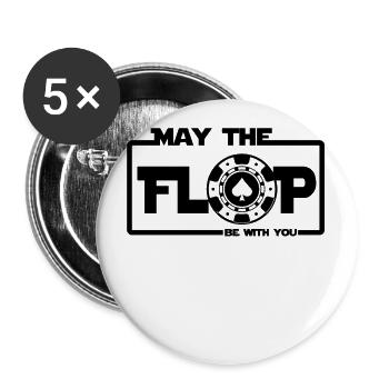 Cadeaux Jeton Casino Poker Bluff Flop - Lot de 5 petits badges (25 mm) - blanc - Devant