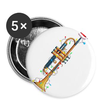 Weihnachten Trompete Musiker Xmas Geschenkidee - Buttons klein 25 mm (5er Pack) - Weiß - Vorne