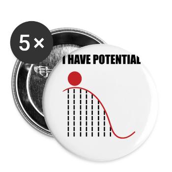 Physik Nerd Wortspiel Mathe Potenzial Geschenke - Buttons klein 25 mm (5er Pack) - Weiß - Vorne