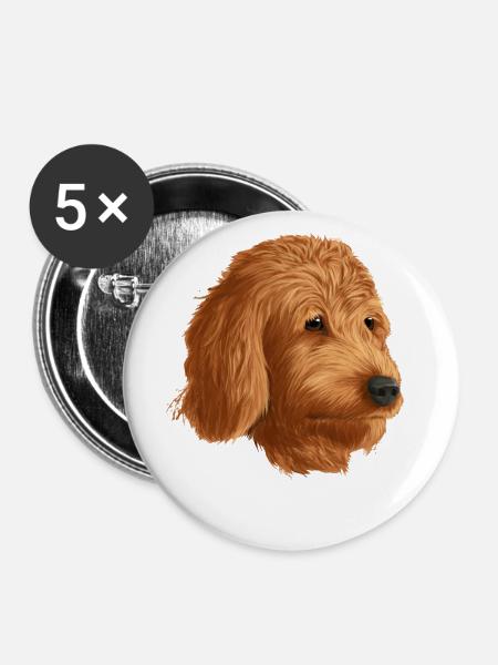 Goldendoodle Hund - Buttons klein 25 mm (5er Pack) - Weiß