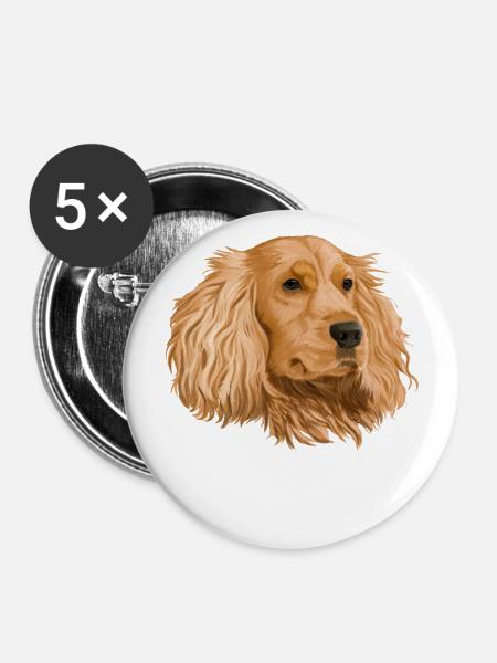 Cocker Spaniel - Buttons klein 25 mm (5er Pack) - Weiß