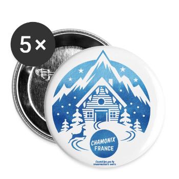 Chamonix Ski Resort T Shirt Design - Buttons small 1''/25 mm (5-pack) - white - Front