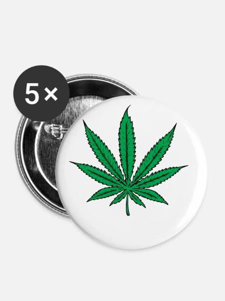 Marihuana - Buttons klein 25 mm (5er Pack) - Weiß