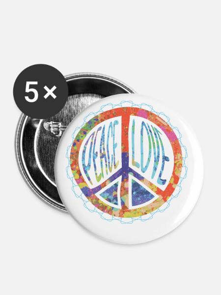 Peacezeichen Harmonie - Buttons klein 25 mm (5er Pack) - Weiß