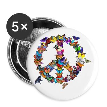 Peace symbol peace sign - Buttons small 1''/25 mm (5-pack) - white - Front