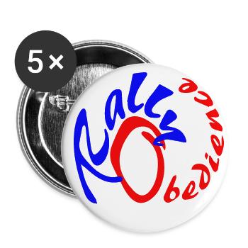 Conception d'obéissance de rallye pour le sport canin avec chien - Lot de 5 petits badges (25 mm) - blanc - Devant