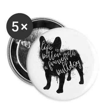 Bulldog français disant - Lot de 5 petits badges (25 mm) - blanc - Devant