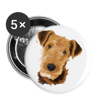Airedale Terrier Dog - Buttons small 1''/25 mm (5-pack) - white - Front