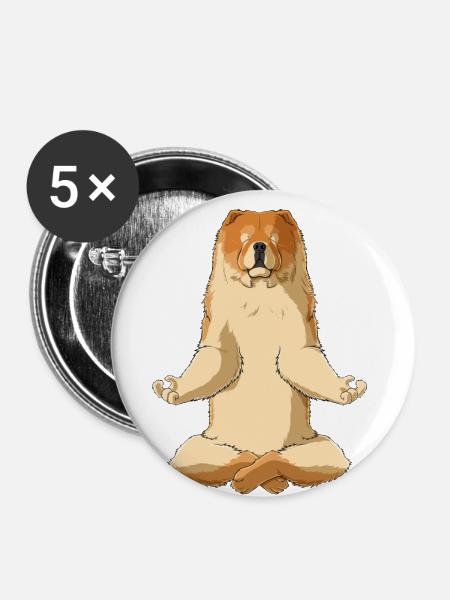 Meditierender Chow Chow Hund - Buttons klein 25 mm (5er Pack) - Weiß