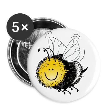 Hummel xxl Biene Wespe Fliege Hornisse Insekt - Buttons klein 25 mm (5er Pack) - Weiß - Vorne
