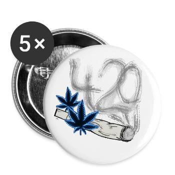 420 cannabis smoke - Buttons small 1''/25 mm (5-pack) - white - Front