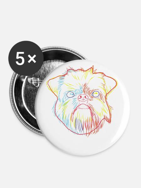 Brussels Griffon Hund - Buttons klein 25 mm (5er Pack) - Weiß