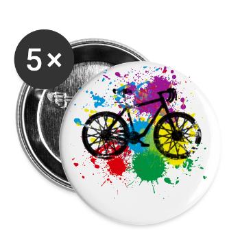 Colored Bicycle - Buttons small 1''/25 mm (5-pack) - white - Front