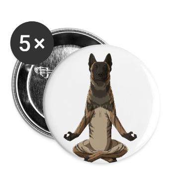 Meditierender Holländischer Schäferhund Hund - Buttons klein 25 mm (5er Pack) - Weiß - Vorne