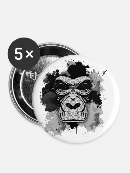 Gorilla - Buttons klein 25 mm (5er Pack) - Weiß