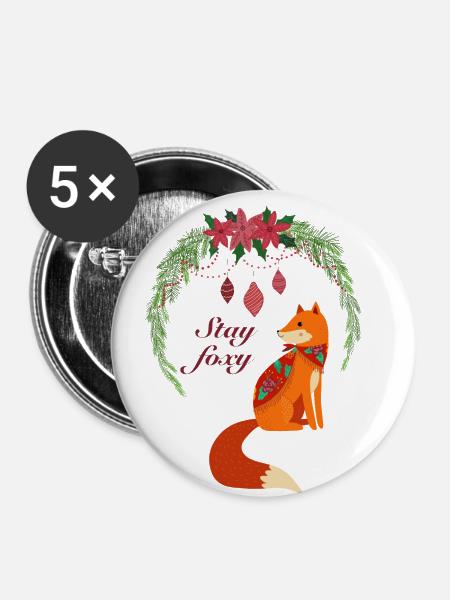 Weihnachtsfuchs - Buttons klein 25 mm (5er Pack) - Weiß