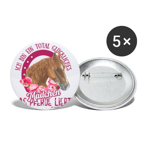 Glückliches Pferdemädchen - Buttons klein 25 mm (5er Pack)