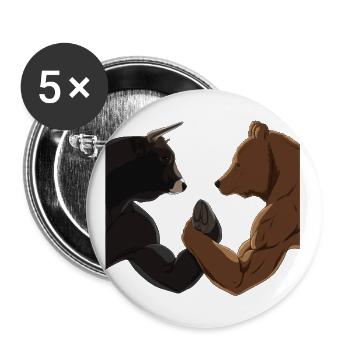 Arm wrestling bull against bear stock market - Buttons small 1''/25 mm (5-pack) - white - Front