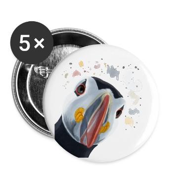Curious Puffin - Buttons small 1''/25 mm (5-pack) - white - Front