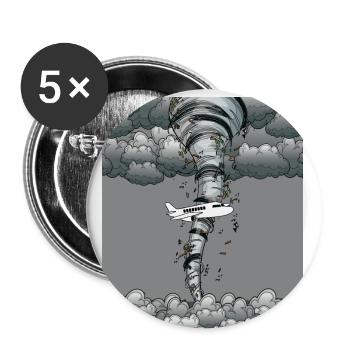 Tornade avion tempête temps - Lot de 5 petits badges (25 mm) - blanc - Devant