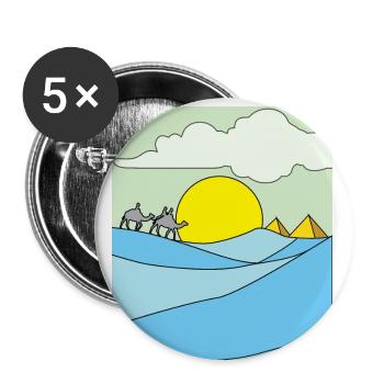 Retro pyramide du désert soleil - Lot de 5 petits badges (25 mm) - blanc - Devant