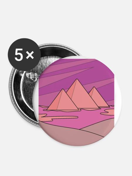 Retro Pyramide Wüste Sonne - Buttons klein 25 mm (5er Pack) - Weiß