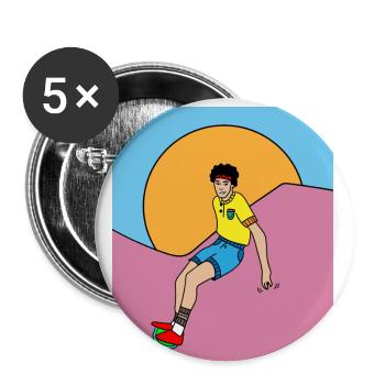 Retro Skateboarder & Skater Skateboard - Buttons klein 25 mm (5er Pack) - Weiß - Vorne