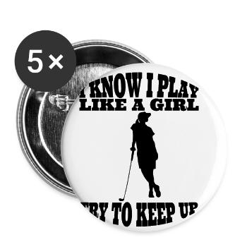 Golfspielerin Golf Mädchen Golfschläger Golfball - Buttons klein 25 mm (5er Pack) - Weiß - Vorne