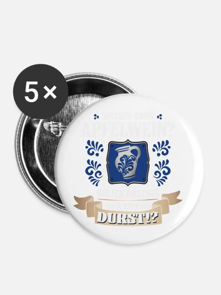 Hessischer Äppler, Apfelwein - Buttons klein 25 mm (5er Pack) - Weiß