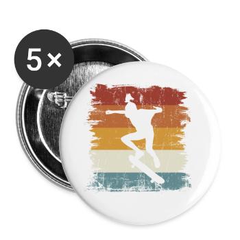 Rétro vintage skateboard fille - Lot de 5 petits badges (25 mm) - blanc - Devant